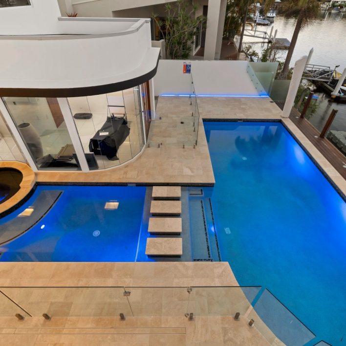 top view swimming and spa with stepping stone pelican waters