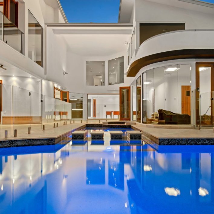 luxury pool with stepping stone build sunshine coast