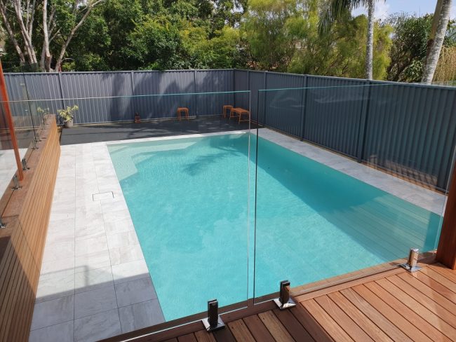 pool and charcoal timber deck build sunshine coast