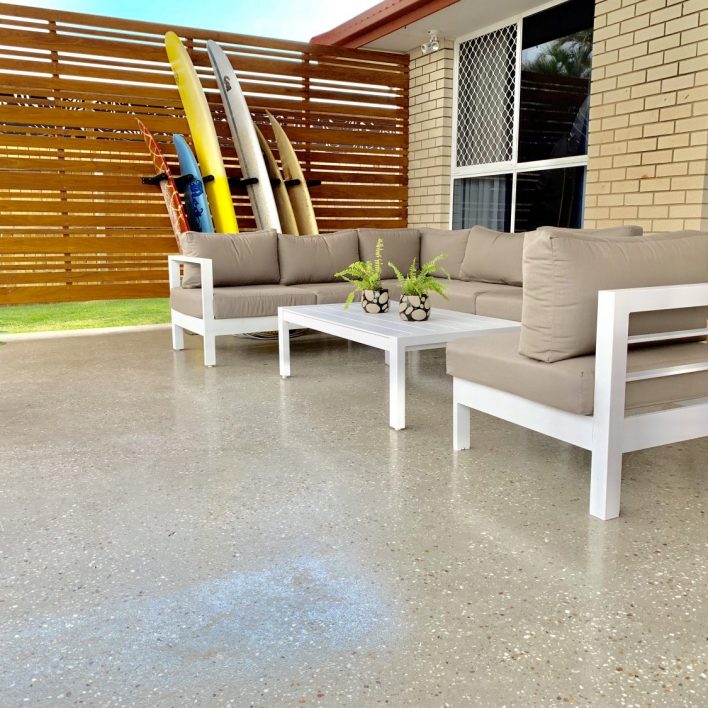polished concrete patio build sunshine coast
