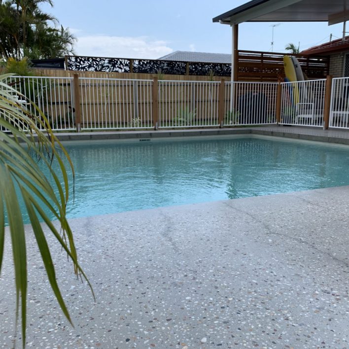 swimming pool polished concrete surround sunshine coast