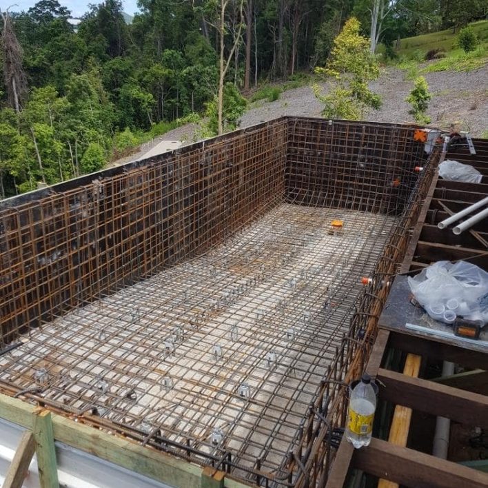 above ground pool and timber deck build sunshine coast