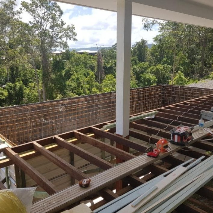 above ground pool and timber deck build sunshine coast
